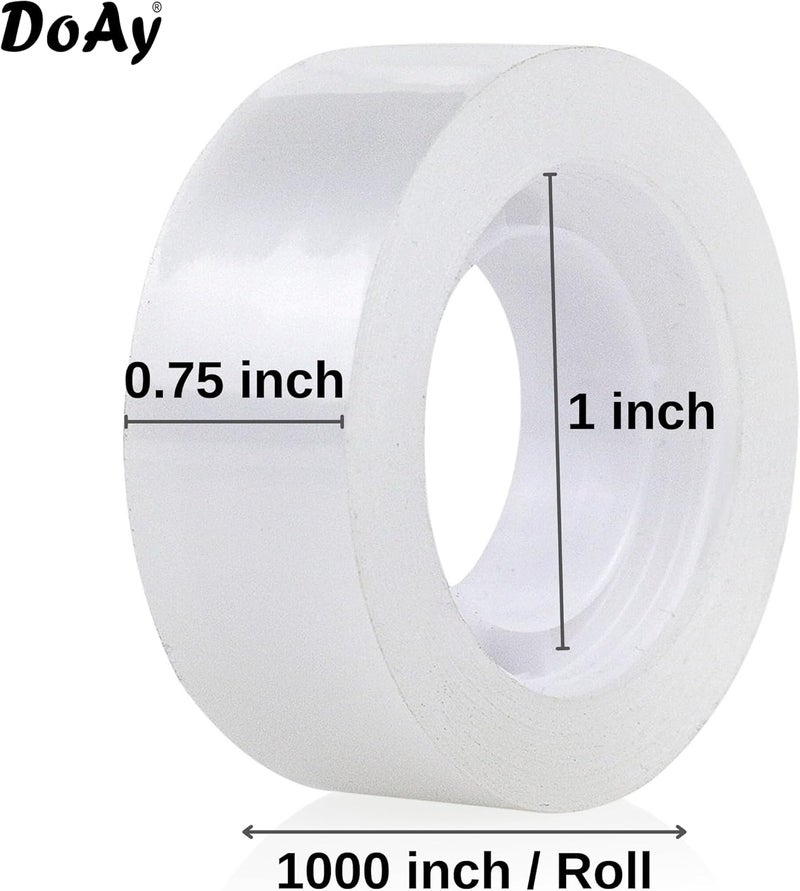 DOAY 8 Rolls Easy Tear Transparent Tape Refills - Gift Wrapping Tape for Dispensers - Crystal Clear, Effortless Tear, Strong Adhesion - Invisible Tape 3/4 in x 1000 in for Office, School, Home - Image 2